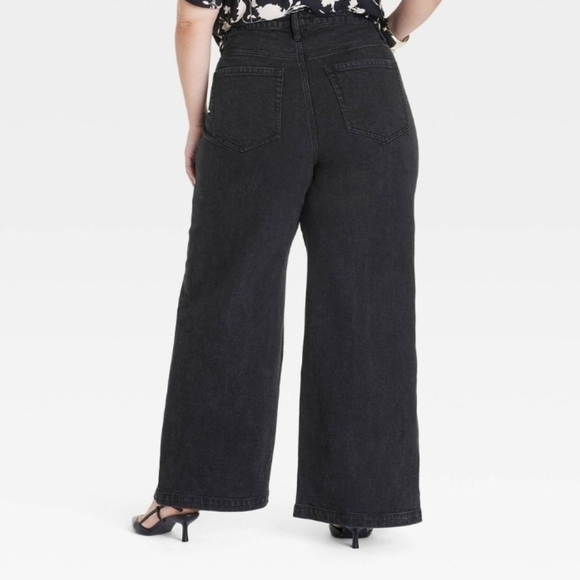 Ava & Viv Womens Plus High Rise Regular Fit Full Wide-Leg - Picture 2 of 7